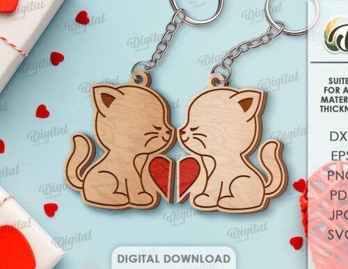 Double Valentines Day Keychain Lasercut 137890220 Creativo Digital